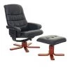 Fauteuil Relax HHG-320, Fauteuil De Télévision, Siège TV Avec Tabouret ~ Similicuir Noir -Pas Cher Fauteuil Magasin 44748723 1