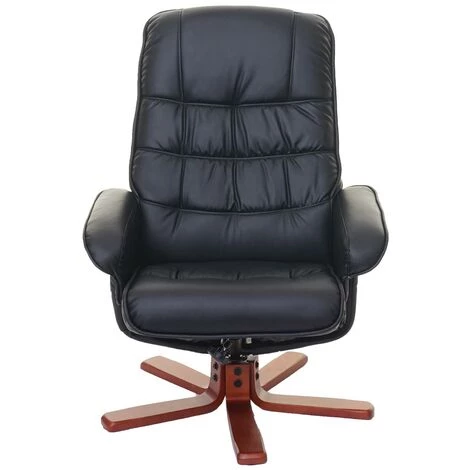 Fauteuil Relax HHG-320, Fauteuil De Télévision, Siège TV Avec Tabouret ~ Similicuir Noir 6 Fauteuil Relax HHG-320, Fauteuil De Télévision, Siège TV Avec Tabouret ~ Similicuir Noir – Image 4