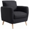 DéCOSHOP26 Fauteuil Rembourré Avec Accoudoir Et Coussin En Tissu Noir - Noir -Pas Cher Fauteuil Magasin 4481833 1
