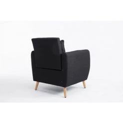 DéCOSHOP26 Fauteuil Rembourré Avec Accoudoir Et Coussin En Tissu Noir - Noir -Pas Cher Fauteuil Magasin 4481833 3