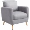 DéCOSHOP26 Fauteuil Rembourré Avec Accoudoir Et Coussin En Tissu Gris - Gris -Pas Cher Fauteuil Magasin 4481835 1