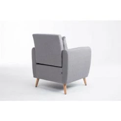 DéCOSHOP26 Fauteuil Rembourré Avec Accoudoir Et Coussin En Tissu Gris - Gris -Pas Cher Fauteuil Magasin 4481835 3