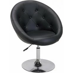 DéCOSHOP26 Fauteuil Oeuf Capitonné Design Cuir PU Chaise Bureau Noir - Noir