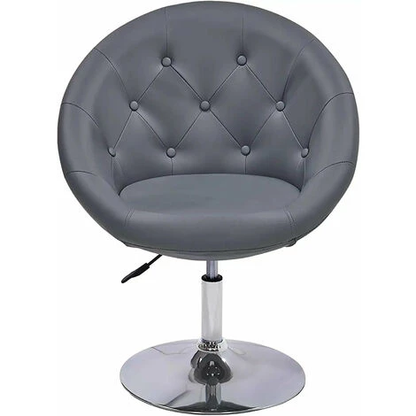 DéCOSHOP26 Fauteuil Oeuf Capitonné Design Cuir PU Chaise Bureau Gris - Gris 5 DéCOSHOP26 Fauteuil Oeuf Capitonné Design Cuir PU Chaise Bureau Gris - Gris – Image 3