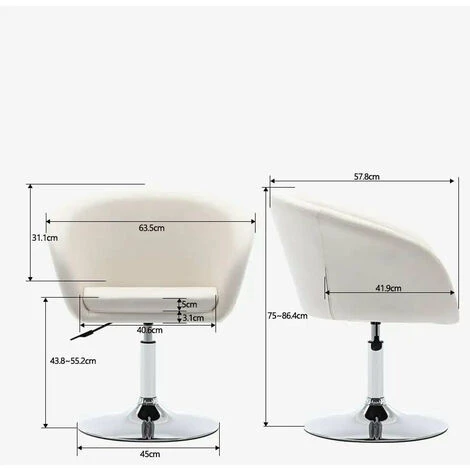 DéCOSHOP26 Fauteuil Lounge Salon Salle à Manger Bureau Blanc - Blante 4 DéCOSHOP26 Fauteuil Lounge Salon Salle à Manger Bureau Blanc - Blante – Image 2