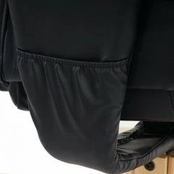 DéCOSHOP26 Fauteuil Relax En Simili-cuir Noir Pied En Bois Siège Pivotant - Noir -Pas Cher Fauteuil Magasin 4482636 4