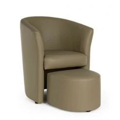BIZZOTTO Fauteuil En Similicuir Avec Pouf Amovible Tortora RITA 64,5x 59,5x H78 Cm
