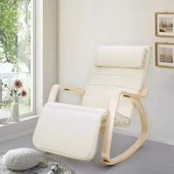 SONGMICS Fauteuil à Bascule, Chaise Berçante, Avec Repose-pieds Réglable à 5 Niveaux, Avec Oreiller, Housse En Coton, Capacité De Charge 150 Kg, Beige LYY10M 9 SONGMICS Fauteuil à Bascule, Chaise Berçante, Avec Repose-pieds Réglable à 5 Niveaux, Avec Oreiller, Housse En Coton, Capacité De Charge 150 Kg, Beige LYY10M -Pas Cher Fauteuil Magasin 4492850 3