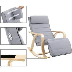 SONGMICS Rocking Chair, Fauteuil à Bascule, Avec Repose-Pieds Réglable à 5 Niveaux, Charge Max 150 Kg, Gris Clair LYY41G 10 SONGMICS Rocking Chair, Fauteuil à Bascule, Avec Repose-Pieds Réglable à 5 Niveaux, Charge Max 150 Kg, Gris Clair LYY41G -Pas Cher Fauteuil Magasin 4492853 4