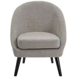 LOLAHOME Fauteuil Gris Perle Chenille Et Accoudoirs Bois 60x67x74 Cm -Pas Cher Fauteuil Magasin 44934028 3