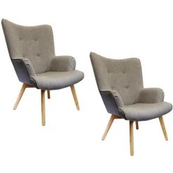 THE HOME DECO FACTORY Lot De 2 Fauteuils Helsinki Gris Home Deco Factory