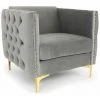Paris Prix - Fauteuil Design En Velours "suez" 83cm Argent -Pas Cher Fauteuil Magasin 45293239 1
