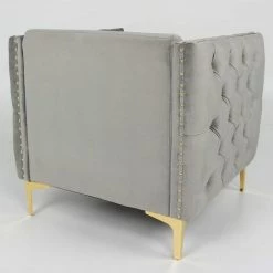 Paris Prix - Fauteuil Design En Velours "suez" 83cm Argent 9 Paris Prix - Fauteuil Design En Velours "suez" 83cm Argent -Pas Cher Fauteuil Magasin 45293239 4