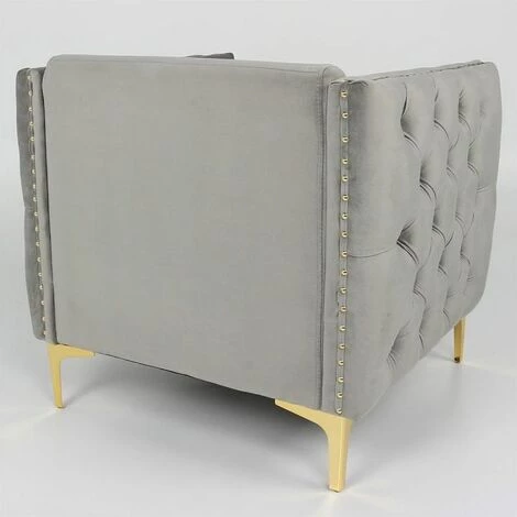 Paris Prix - Fauteuil Design En Velours "suez" 83cm Argent 6 Paris Prix - Fauteuil Design En Velours "suez" 83cm Argent – Image 4