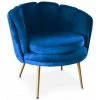 Paris Prix - Fauteuil Arrondi En Velours "sibut" 80cm Bleu