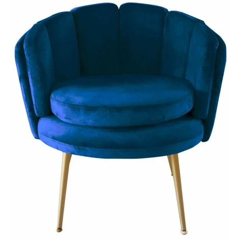 Paris Prix - Fauteuil Arrondi En Velours "sibut" 80cm Bleu 4 Paris Prix - Fauteuil Arrondi En Velours "sibut" 80cm Bleu – Image 2