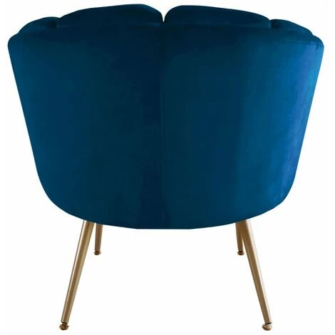 Paris Prix - Fauteuil Arrondi En Velours "sibut" 80cm Bleu 6 Paris Prix - Fauteuil Arrondi En Velours "sibut" 80cm Bleu – Image 4