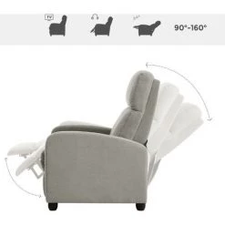 VASAGLE Fauteuil Inclinable En Tissu, Siège Canapé Avec Assise Rembourré, Repose-pieds Réglable, Dossier Inclinable, Moderne, Pour Salon, Salle à Manger, Chambre, Home-cinéma, Gris Par SONGMICS LAC100G01 - Gris -Pas Cher Fauteuil Magasin 45295598 4