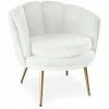 Paris Prix - Fauteuil Arrondi En Velours "sibut" 80cm Blanc 2 Paris Prix - Fauteuil Arrondi En Velours "sibut" 80cm Blanc -Pas Cher Fauteuil Magasin 45299638 1