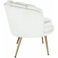 Paris Prix - Fauteuil Arrondi En Velours "sibut" 80cm Blanc -Pas Cher Fauteuil Magasin 45299638 3