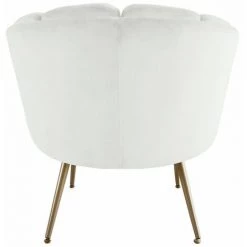Paris Prix - Fauteuil Arrondi En Velours "sibut" 80cm Blanc -Pas Cher Fauteuil Magasin 45299638 4