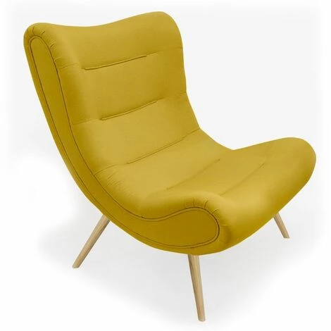 Paris Prix - Fauteuil Scandinave Design "roman" 95cm Jaune 3 Paris Prix - Fauteuil Scandinave Design "roman" 95cm Jaune