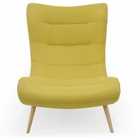 Paris Prix - Fauteuil Scandinave Design "roman" 95cm Jaune 4 Paris Prix - Fauteuil Scandinave Design "roman" 95cm Jaune – Image 2