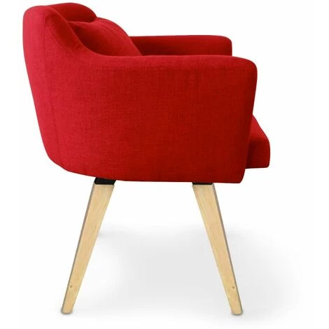 Paris Prix - Fauteuil Scandinave En Tissu "delante" 67cm Rouge 4 Paris Prix - Fauteuil Scandinave En Tissu "delante" 67cm Rouge – Image 2
