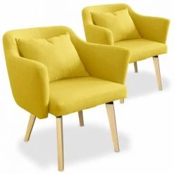 Paris Prix - Lot De 2 Fauteuils Scandinave En Tissu "delante" 67cm Jaune