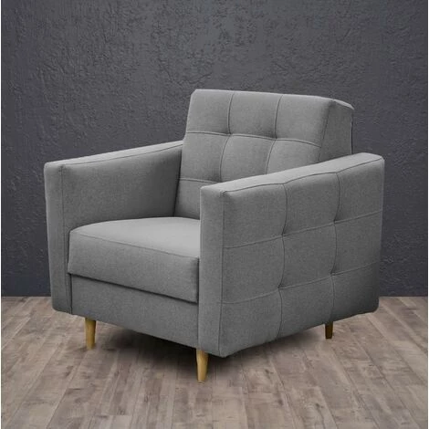 HUCOCO KASPER - Fauteuil Style Scandinave - Tissu Haute Qualité - Cadre + Pieds En Bois - 89x88x95 Cm - Gris 3 HUCOCO KASPER - Fauteuil Style Scandinave - Tissu Haute Qualité - Cadre + Pieds En Bois - 89x88x95 Cm - Gris