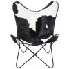 NATACHA.B Fauteuil Papillon Peau Noir Et Blanc -Pas Cher Fauteuil Magasin 45752660 1