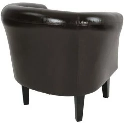 HELLOSHOP26 Fauteuil Chesterfield En Simili Cuir Et Bois Avec éléments Décoratifs En Cuivre Couleur Au Choix Chaise Cabriolet Meuble De Salon Marron - Bois -Pas Cher Fauteuil Magasin 45756229 3