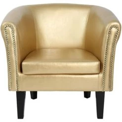 HELLOSHOP26 Fauteuil Chesterfield En Simili Cuir Et Bois Avec éléments Décoratifs En Cuivre Chaise Cabriolet Meuble De Salon Doré - Bois 7 HELLOSHOP26 Fauteuil Chesterfield En Simili Cuir Et Bois Avec éléments Décoratifs En Cuivre Chaise Cabriolet Meuble De Salon Doré - Bois -Pas Cher Fauteuil Magasin 45756273 2