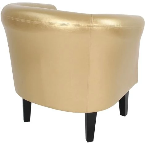 HELLOSHOP26 Fauteuil Chesterfield En Simili Cuir Et Bois Avec éléments Décoratifs En Cuivre Chaise Cabriolet Meuble De Salon Doré - Bois 5 HELLOSHOP26 Fauteuil Chesterfield En Simili Cuir Et Bois Avec éléments Décoratifs En Cuivre Chaise Cabriolet Meuble De Salon Doré - Bois – Image 3