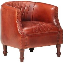 TRUE DEAL Fauteuil Tube Marron 62x58x65 Cm Cuir Véritable