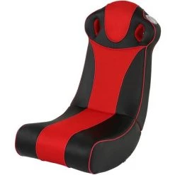 HELLOSHOP26 Fauteuil Multimédia En Simili Cuir Haut Parleurs Intégrés Ergonomique Pliable Chaise à Bascule Avec Système Audio Gamer Noir Et Rouge - Noir