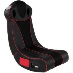 HELLOSHOP26 Fauteuil Multimédia En Simili Cuir Haut Parleurs Intégrés Ergonomique Pliable Chaise à Bascule Avec Système Audio Gamer Noir Rouge - Noir