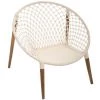 Lot De 2 Fauteuils Tressés En Coton Et Teck Coloris Blanc - Longueur 90 X Profondeur 90 X Hauteur 85 Cm -PEGANE-
