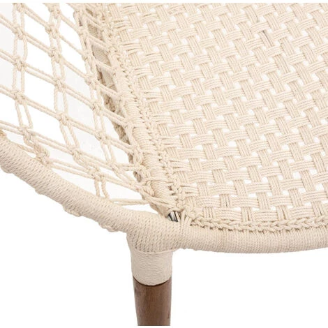 Lot De 2 Fauteuils Tressés En Coton Et Teck Coloris Blanc - Longueur 90 X Profondeur 90 X Hauteur 85 Cm -PEGANE- 4 Lot De 2 Fauteuils Tressés En Coton Et Teck Coloris Blanc - Longueur 90 X Profondeur 90 X Hauteur 85 Cm -PEGANE- – Image 2