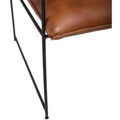 Fauteuil En Métal Et Cuir Coloris Cognac - Longueur 59 X Profondeur 71 X Hauteur 80,5 Cm -PEGANE- -Pas Cher Fauteuil Magasin 45838260 3