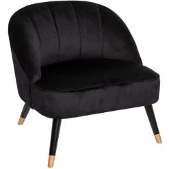Fauteuil En Velours Coloris Noir - Longueur 78 X Profondeur 72 X Hauteur 71 Cm -PEGANE-
