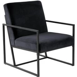 Fauteuil En Bois Et Polyester Coloris Noir - Longueur 63 X Profondeur 75 X Hauteur 84 Cm -PEGANE-