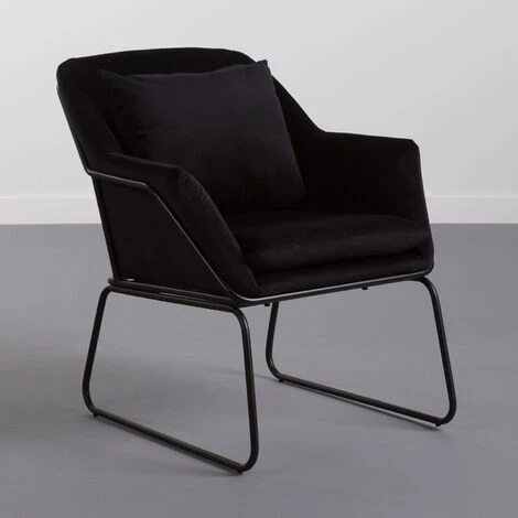 Fauteuil En Velours Noir - Longueur 78.5 X Largeur 68 X Hauteur 79.5 Cm -PEGANE- 3 Fauteuil En Velours Noir - Longueur 78.5 X Largeur 68 X Hauteur 79.5 Cm -PEGANE-