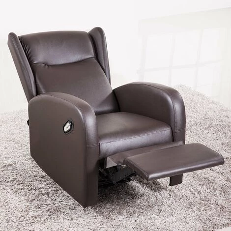 Fauteuil Relax En Tissu Simili-cuir Coloris Marron Chocolat - Largeur 70 X Profondeur 77 Cm -PEGANE- 4 Fauteuil Relax En Tissu Simili-cuir Coloris Marron Chocolat - Largeur 70 X Profondeur 77 Cm -PEGANE- – Image 2