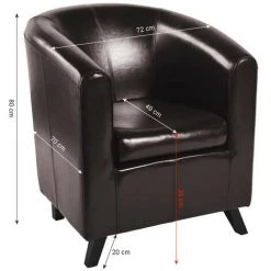 NATACHA.B Fauteuil Club Marron Simili Cuir Corte -Pas Cher Fauteuil Magasin 46049666 4