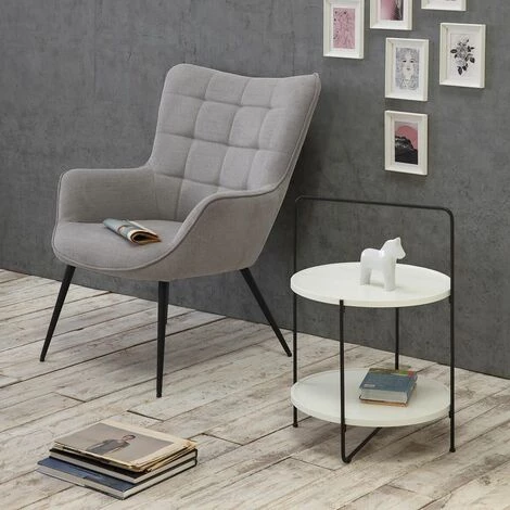 ALTOBUY HANSEL - Fauteuil Pieds Métal Noir Et Tissu Gris - Gris 4 ALTOBUY HANSEL - Fauteuil Pieds Métal Noir Et Tissu Gris - Gris – Image 2