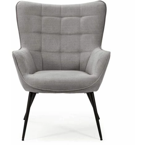 ALTOBUY HANSEL - Fauteuil Pieds Métal Noir Et Tissu Gris - Gris 5 ALTOBUY HANSEL - Fauteuil Pieds Métal Noir Et Tissu Gris - Gris – Image 3