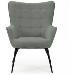 ALTOBUY HANSEL - Fauteuil Pieds Métal Noir Et Tissu Vert Grisé - Vert -Pas Cher Fauteuil Magasin 46163251 2