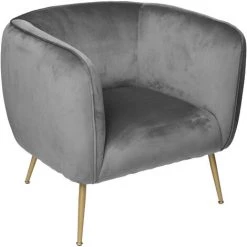 Fauteuil En Velours Leria Gris Atmosphera
