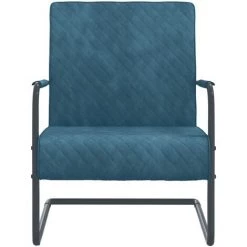 VidaXL Chaise Cantilever Bleu Velours - Bleu 8 VidaXL Chaise Cantilever Bleu Velours - Bleu -Pas Cher Fauteuil Magasin 46375720 2